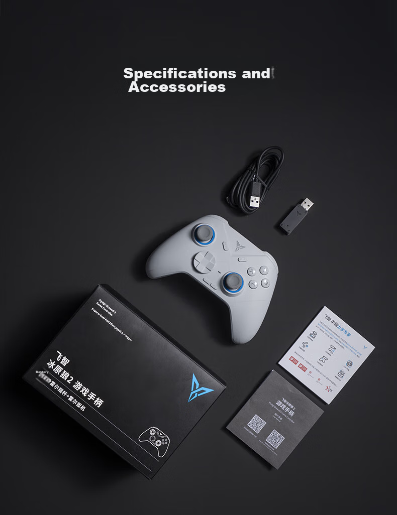 Flydigi Ice Origin Wolf 4 Multi-Mode Wireless Game Controller, Xbox-Like, Adjustable Joystick, Dual Triggers, Compatible with Switch, PC, Mobile, Steam, Motion Sensing NS, Rengwang 3 25