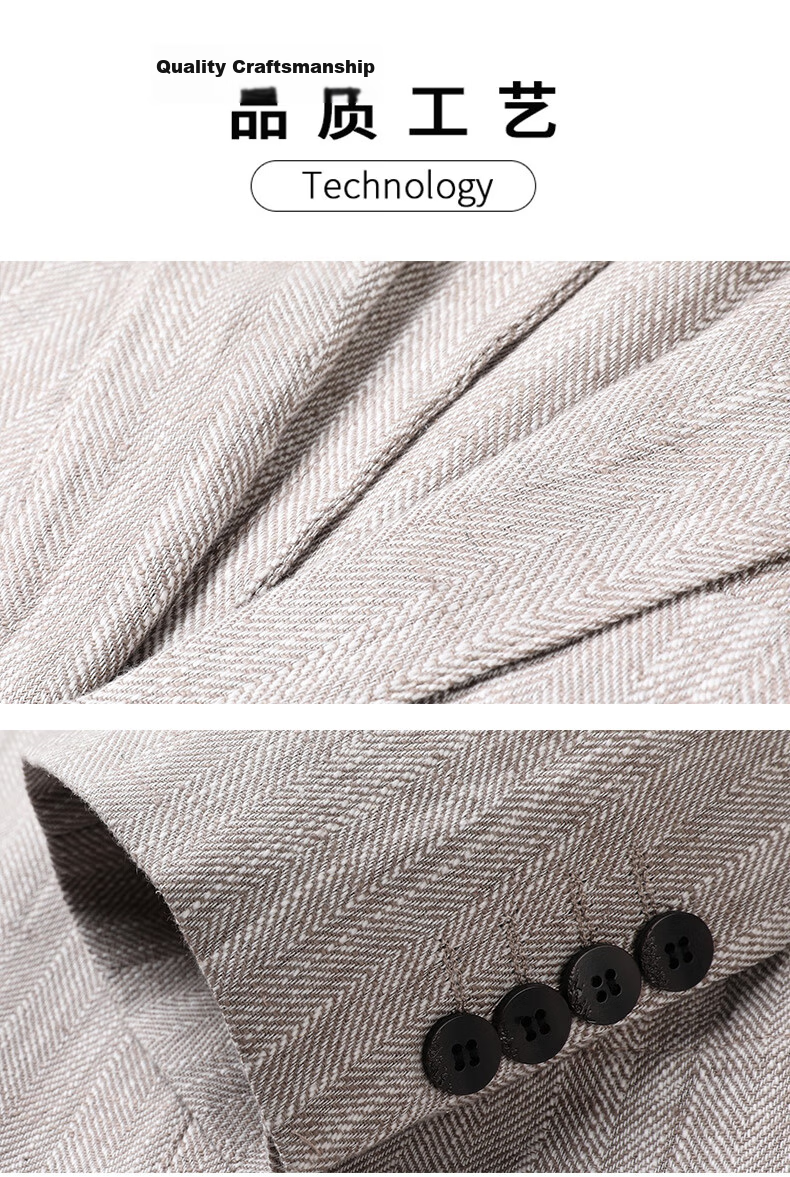 Pierre Cardin Men's Casual Solid Color Linen Blend Blazer Spring Autumn Business Jacket 5
