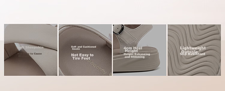 Red Dragonfly Women's Sandals Soft Sole Comfortable Beach Shoes Thick Sole Lightweight Middle-aged and Elderly Flat Mom Shoes WTK264821 Off-white 37 2