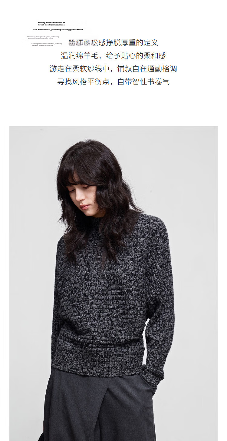 Demana [Soft Merino Wool] Winter Elegant Stand Collar Sleeve Knit Sweater Yarn Temperament Petite Women's Top 6