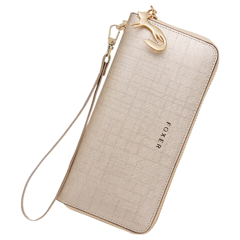 FOXER Leather Women's Wallet, Large Capacity Long Card Holder, Bill Clip, Clutch, Coin Purse, Valentine's Day Gift for February 14th