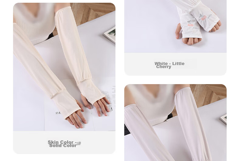 GLO-STORY Women's UV Protection Ice Silk Sun Sleeves Cute Sweet Outdoor Cycling Driving Arm Sleeves 31
