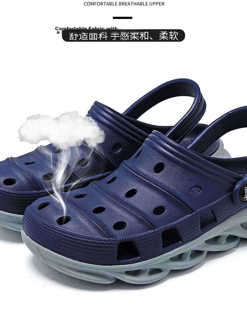 JEEP Men's Fashion Korean Style Hollow Breathable Simple Non-Slip Beach Shoes Soft Sole Sandals P210MTX058 Gray Size 42 4
