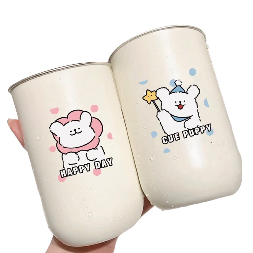 Fanye High-Value Couple Mouthwash Cups, Set of 2, Home Use, Anti-Drop, Mold-Resistant Stainless Steel Toothbrush Holders for Students and Dormitory Couples