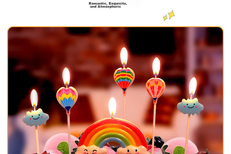 Yanyi Birthday Candles Party Cake Decoration Scene Setup Kids Cartoon Creative Colorful Insert Card Set 5