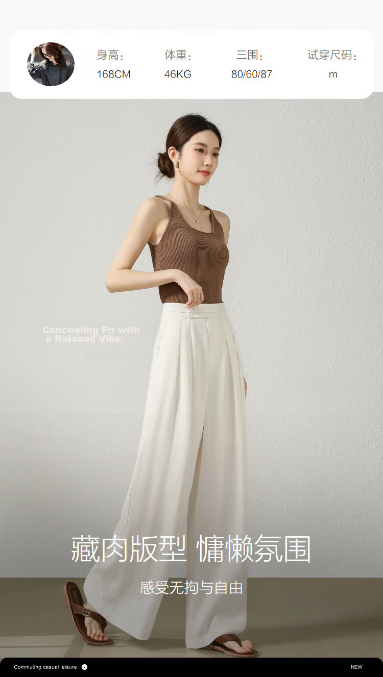 Demana Linen Lyocell Blend Spring Pleated Double-Breasted Wide-Leg Loose Slimming Women's Casual Pants Premium Feel 9