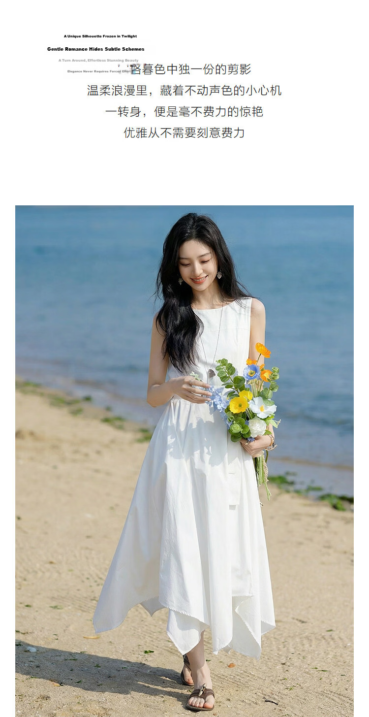 Demana Oxygen Pure Cotton Summer Elegant Off-Shoulder Sleeveless Waist-Cinching Asymmetric Slim Fit Dress for Women Premium Quality 6