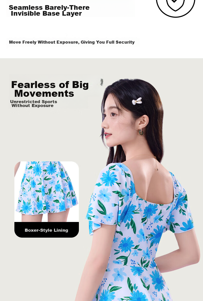 LangSha Women's One-Piece Conservative Swimdress Slimming Beach Skirt Swimsuit for Hot Springs 5