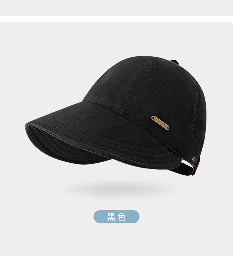 Langsha Women's Sun Protection Hat, Summer Baseball Cap with Wide Brim, Outdoor Quick-Dry Visor Cap, Black 10