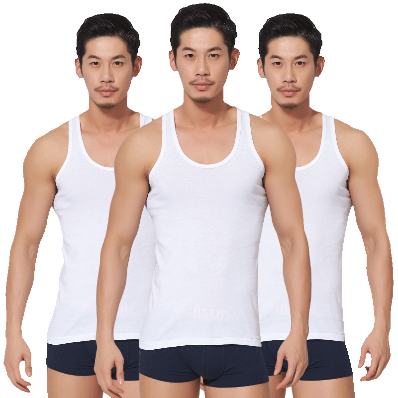 Yiershuang [100% Pure Cotton] 3-Pack Men's Tank Tops, Athletic Ribbed Slim-Fit Undershirts for Me