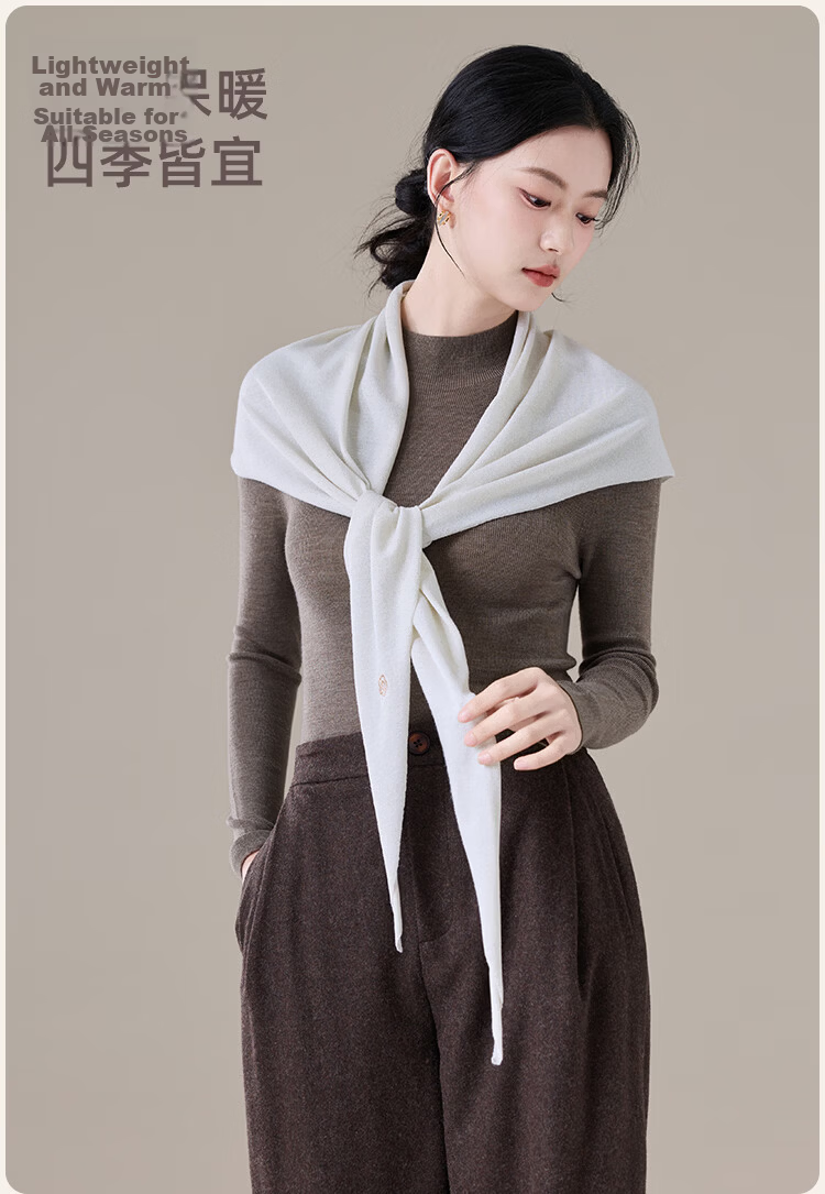 JIUMU Sheep Wool Lightweight Four-Season Shawl Women's Elegant Summer Air-Conditioned Office Warm Shawl 8