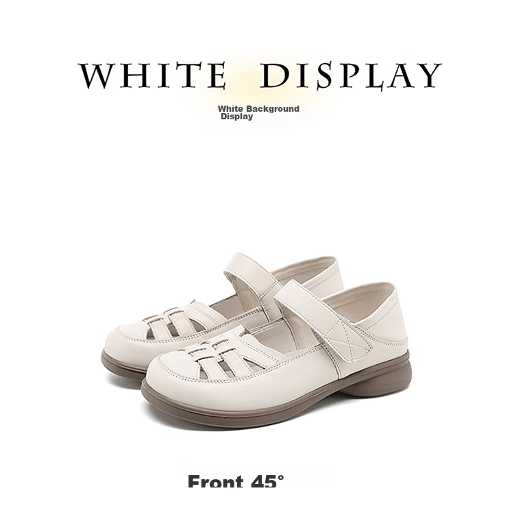 Red Dragonfly Mary Jane Women's Summer Cowhide Roman Sandals Two-Way Soft Sole Casual Mom Shoes WTB267372 Off-White Size 40 8