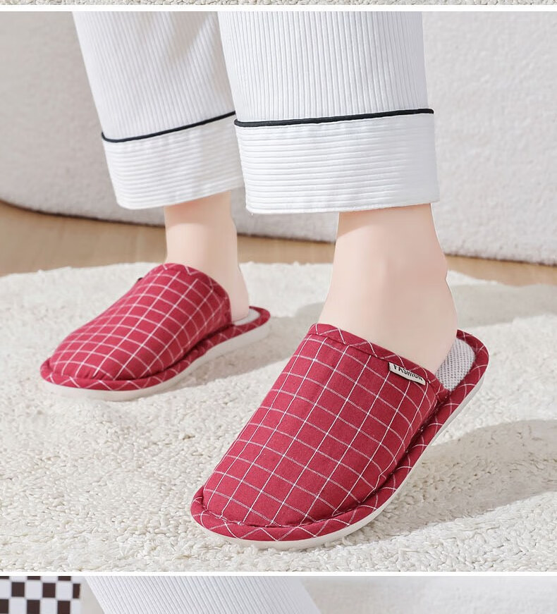 Huameijianbu Versatile Thick-Soled Couple Cotton Slippers for Indoor And Outdoor Use, Fleece-Lined Warm Cotton Slippers HM2258 Brown Size 44-45 16
