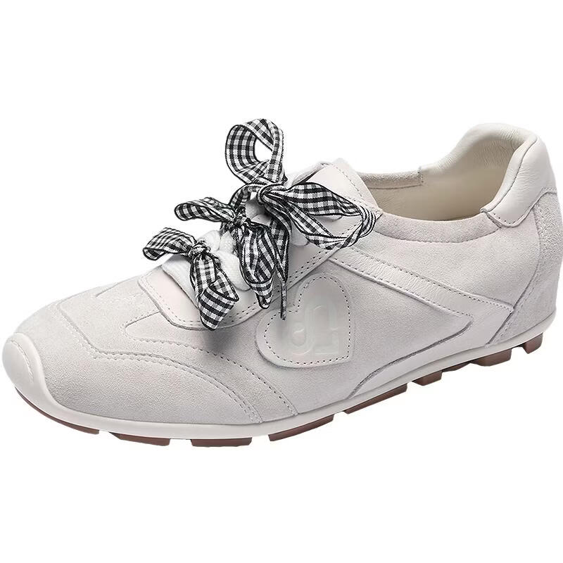 Laird New Arrival German Training Shoes Commuter Casual Height Increasing Genuine Leather Agan Shoes Women 6T34101 Linen White OWS 36