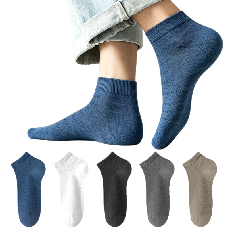 Cotton Thirteen Men's Summer Thin Mesh Short Socks 100% Pure Cotton Antibacterial Deodorant Sweat-Absorbing Breathable Cotton Socks 6 Pairs