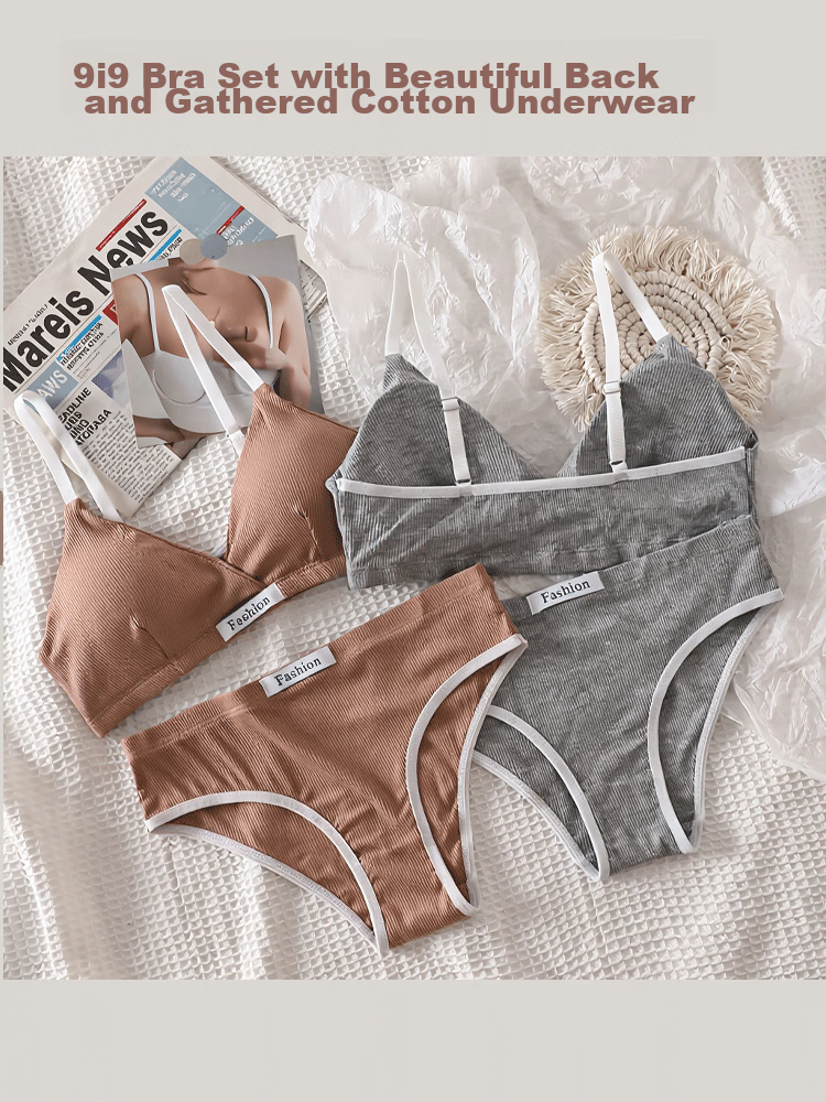 9i9 Bra Set Xiwei Warm French Style Push-Up Padded Triangle Cup Cotton Back Beauty Underwear Triangle Shorts White S201 1