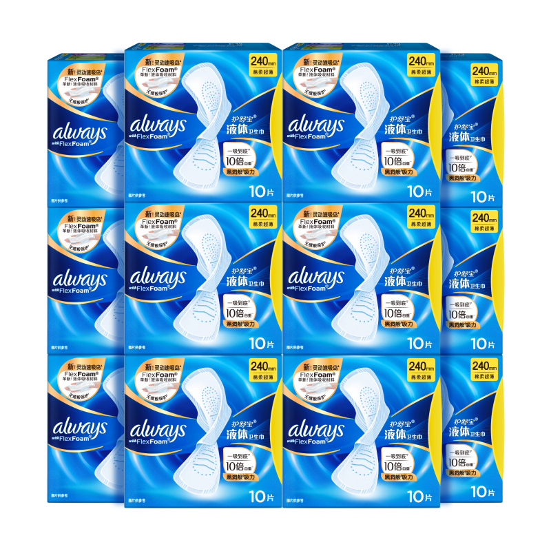 Hushubao Liquid Sanitary Napkins Daily Use Combination, 240mm, 120 Pieces, Menstrual Pads, Comfortable Protection, Sold by JD Official Flagship Store