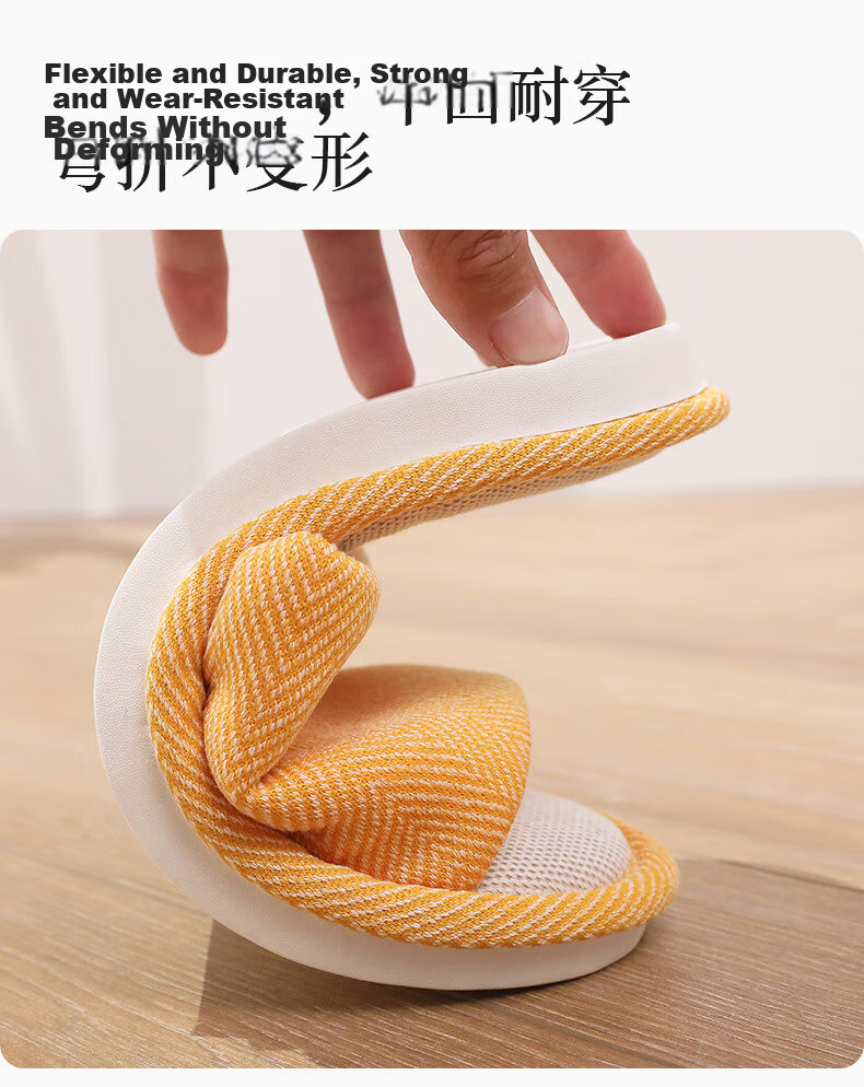 GUOLUOFEI Home Slippers for Men, Summer Indoor Cloth Linen Couple's All-Season Spring Autumn Floor Shoes, Yellow, Size 40-41 3