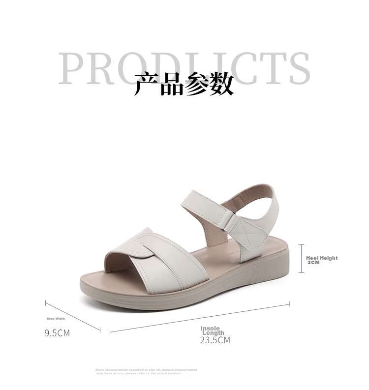 Red Dragonfly Women's Sandals New Soft Sole Middle-aged and Elderly Mom Shoes Thick Sole Lightweight Casual Open Toe Shoes WTK264981 Off-white Size 38 7