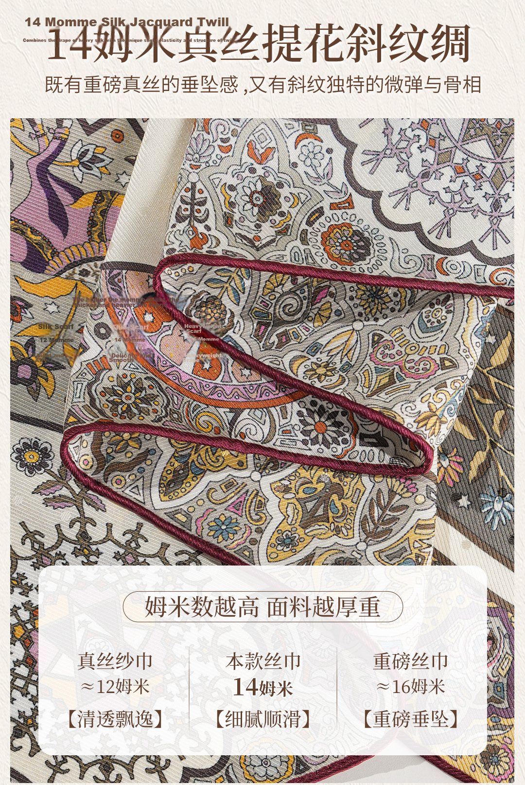 Shanghai Story [Counter Same Style] 100% Mulberry Silk Twill Double-Sided Printed Small Square Scarf Gift for Mom and Girlfriend 4