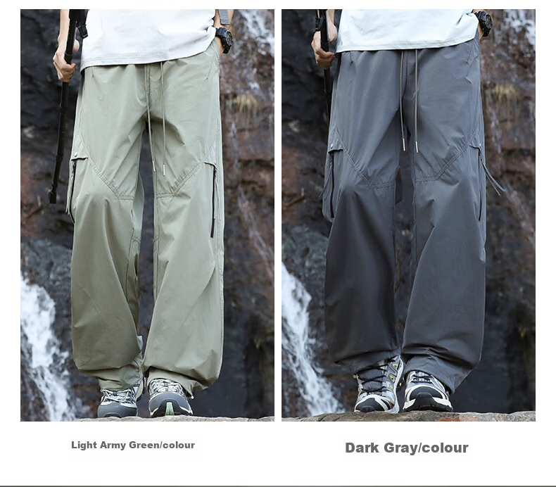 SWAMP AREA Outdoor Water-Repellent Quick-Dry Hiking Pants Men Spring Summer Lightweight Loose Straight Casual Sports Pants KS360 Black M 7