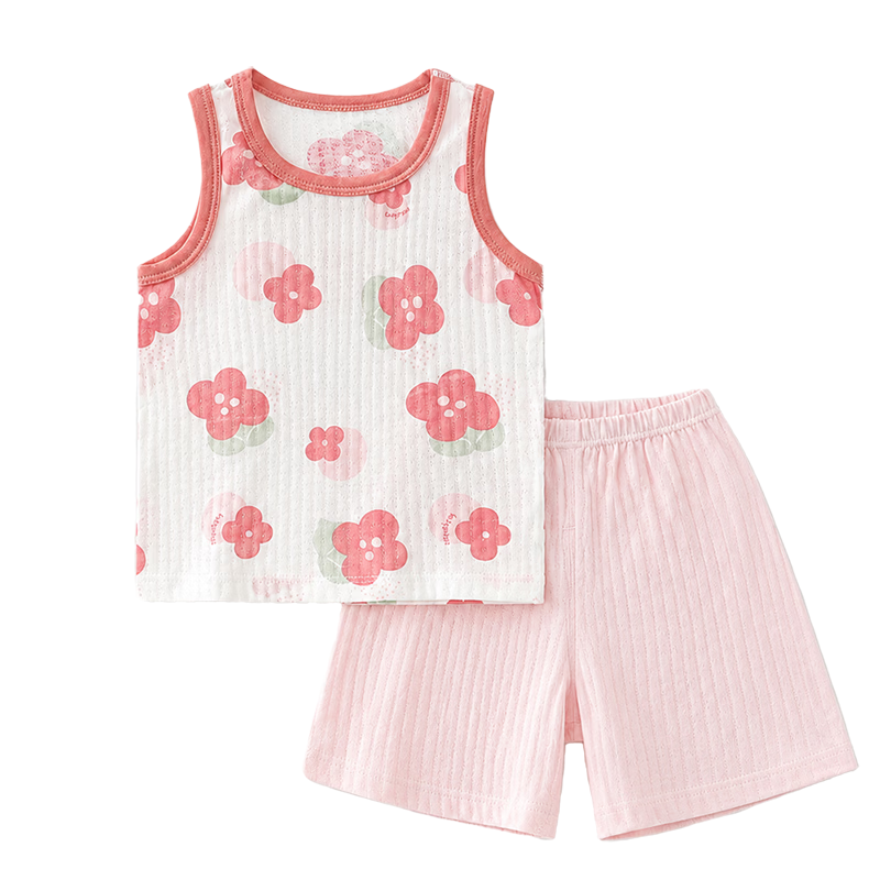 Babyprints Baby Cotton Homewear Set Children's Vest Shorts Pajamas Summer Thin Breathable Underwear Pink 100
