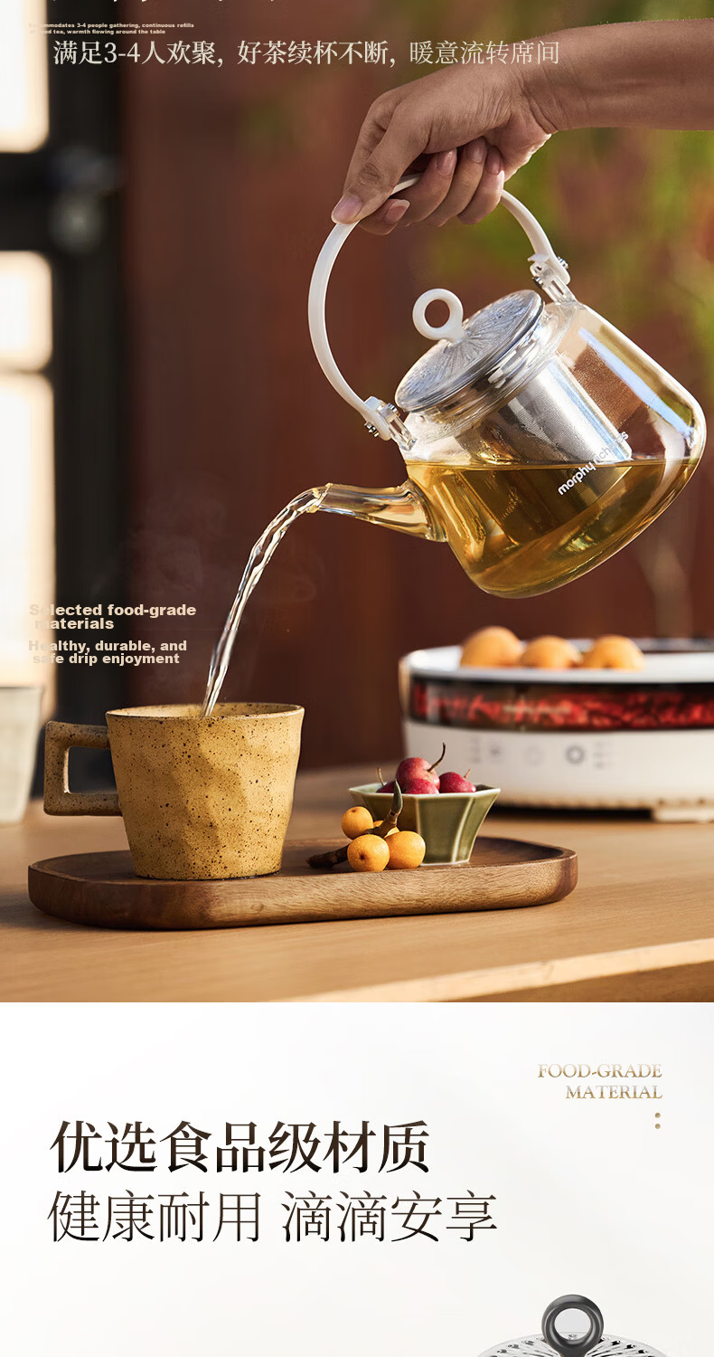 Morphyrichards Full Glass Health Pot Multifunctional Electric Ceramic Stove Tea Maker 360° Circular Roasting MR6096 Gray 25