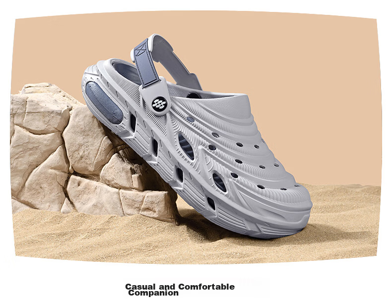 HLA Men's Summer Thick-Soled Casual Holey Sandals HAALXM2FFC028 Gray Size 41 5