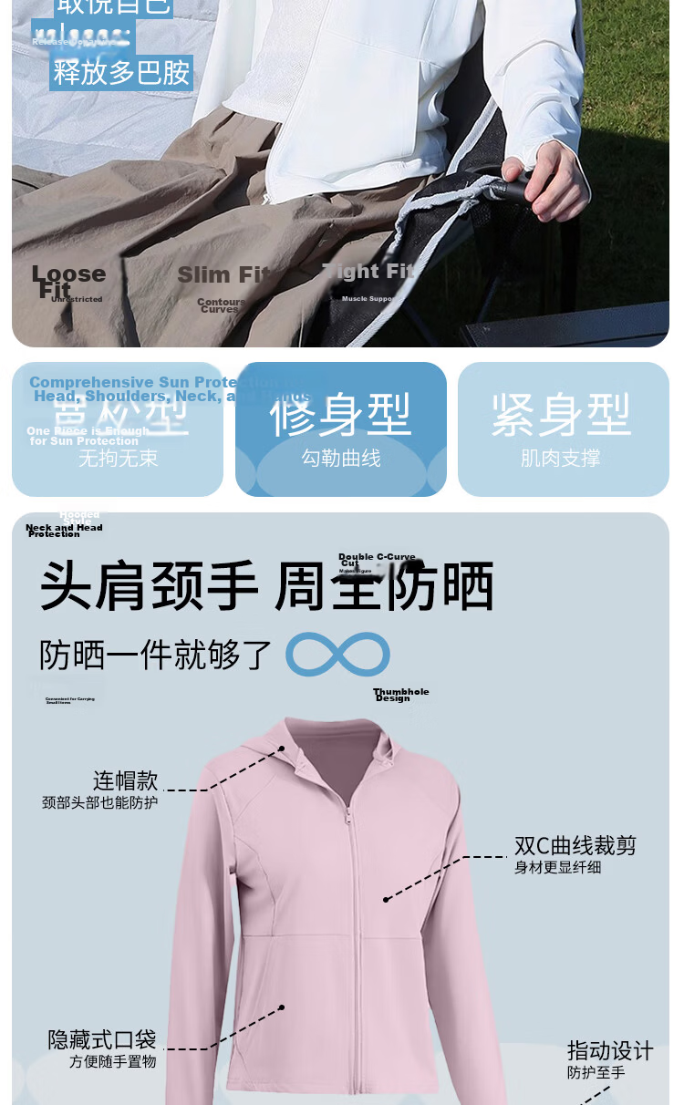 BOPRUIEY Women's Breathable Slim Fit Sun Protection Jacket Summer UV Protection Lightweight Cooling Sports Sun Jacket 2