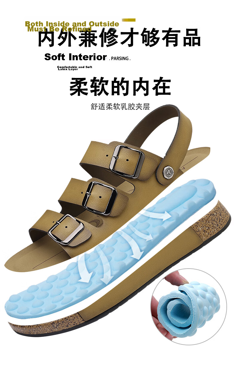 Aokang Summer Men's Casual Beach Sandals Black Size 42 7