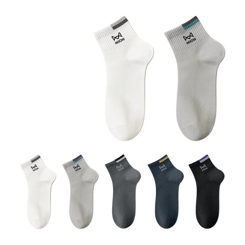 Miiow Disposable Men's Short Socks 6 Pairs Breathable Sweat-Absorbent No-Wash Daily Use for Military Training Travel Business Sports Colorful