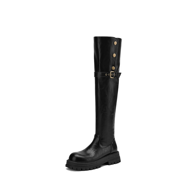 DAPHNE Winter Knee-High Riding Boots Thick Sole Tall Boots Women 4024605074 Black 37