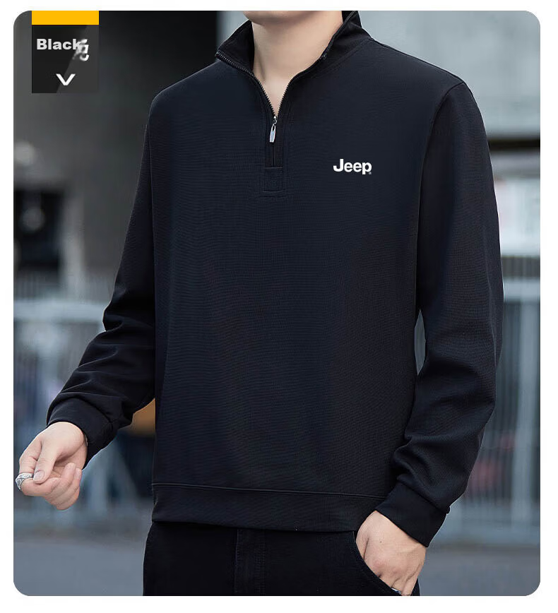 JEEP Men's Sweatshirt, Spring And Autumn Long-Sleeve T-Shirt, Casual Loose-Fitting Top, Undershirt for Fall, Army Green, XL 10