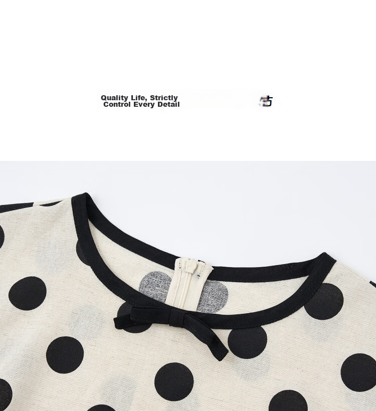 Demana [with Flax Cloud Oxygen Cotton] Summer Bowknot Decor Round Neck Polka Dot Print Loose Dress for Women Premium Quality 11