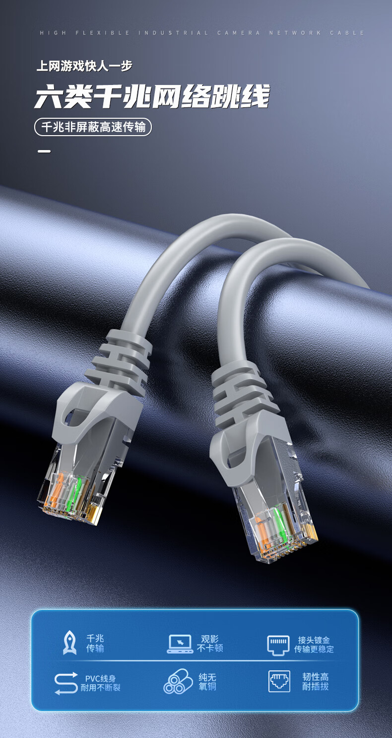 Guanghang CAT6 Ethernet Cable, Gigabit High-Speed Unshielded Network Data Patch Cord for Home Use, Computer Router Connection Cable, Gray, 10 Meters, GH-6GR10 1