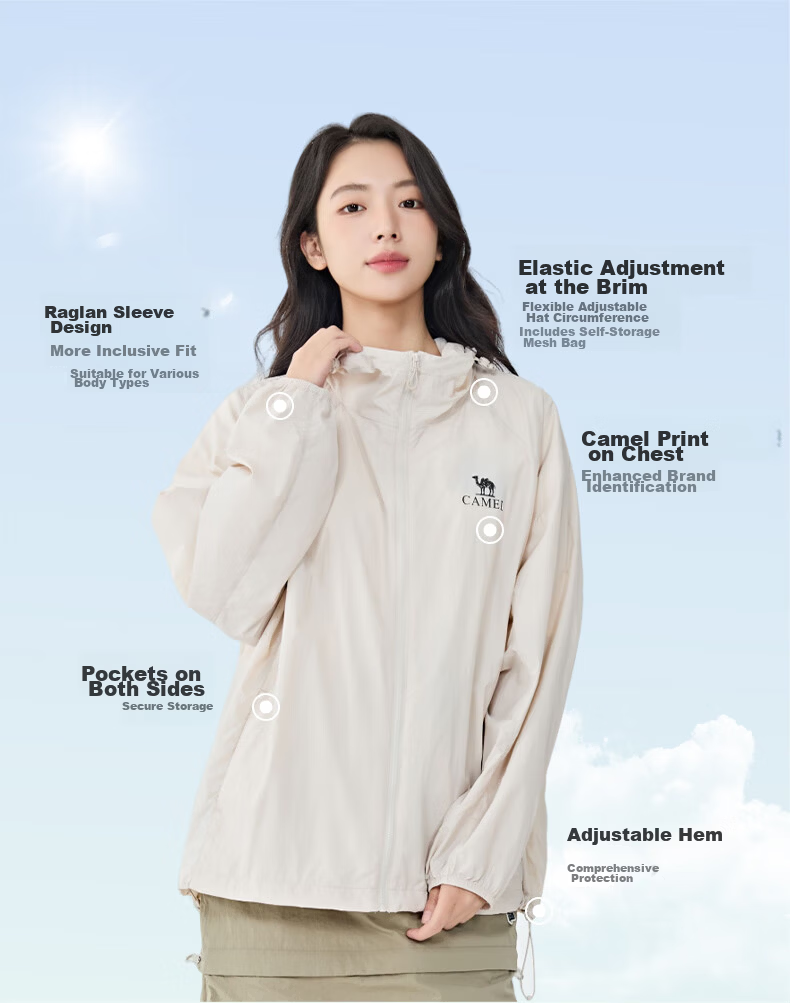 Camel Women's Mu Guang Sun Protection Jacket Unisex Lightweight Summer New Loose Breathable Cooling UV Protection Shirt 8