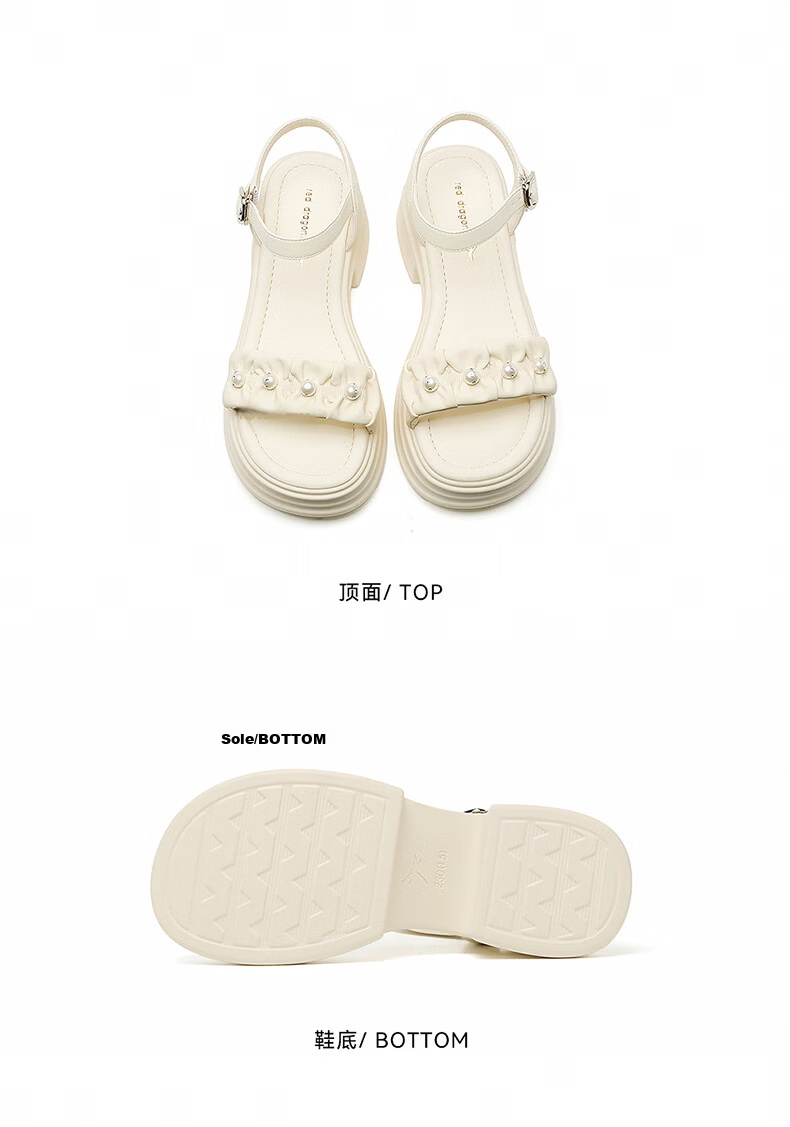 Red Dragonfly Women's Sandals New Thick Heel Height Increasing Platform One-Strap Open Toe Casual Shoes WLK266861 Beige Size 37 13