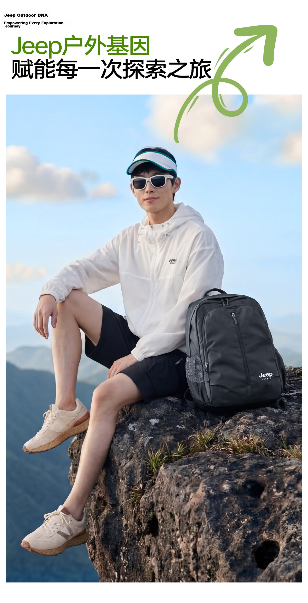 JEEP SPIRIT Lightweight Foldable Hiking Backpack Men's Outdoor Waterproof Large Capacity Lightweight Rucksack 11