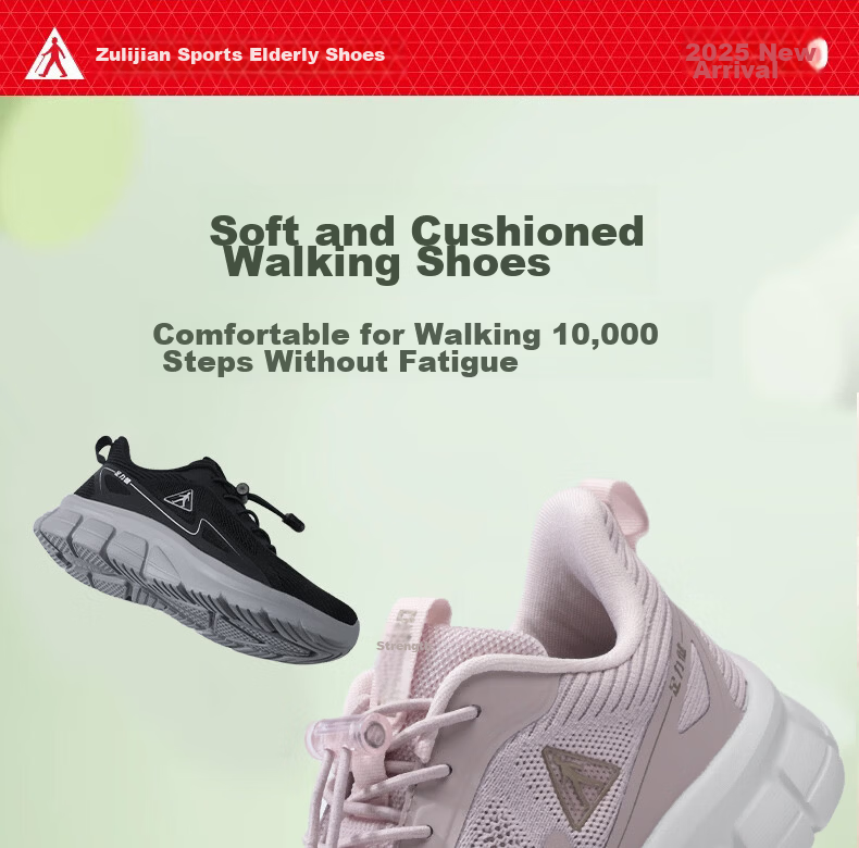 Zulijian Elderly Women's Shoes Spring Summer Mesh Breathable Walking Shoes Non-slip Soft Sole Sports Casual Shoes for Moms 1