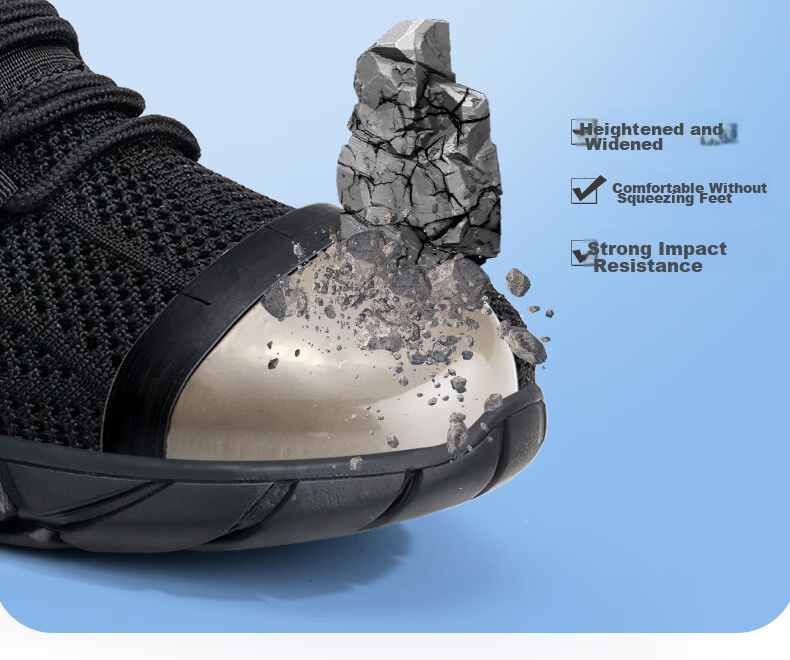 JUNBU Safety Shoes for Men, Summer Breathable Steel Toe Cap Anti-Smashing Anti-Puncture Soft Sole Construction Site Work Shoes 3120 Size 42 5