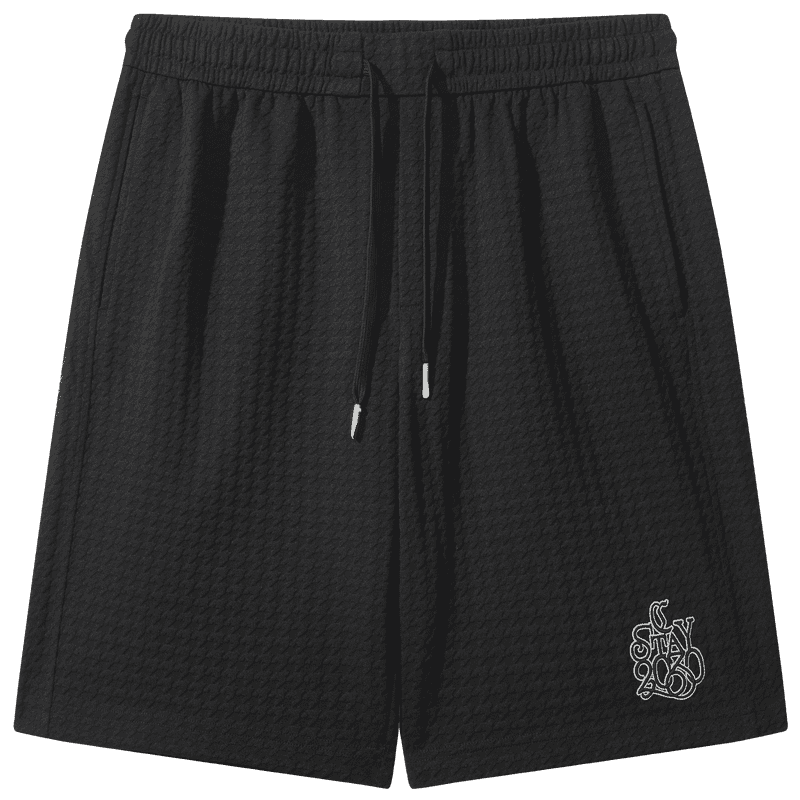 CABBEEN Houndstooth Jacquard Towel Fabric Men's Shorts 3D Houndstooth Texture Casual Versatile Spring Summer 2020 Knit Shorts