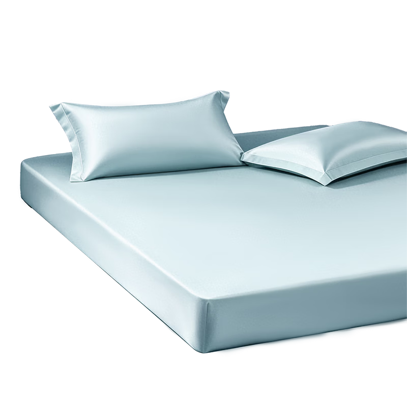 Fuanna 100-Thread Count Pure Cotton Double-Ply Long-Staple Cotton Bed Sheet Set with Pillowcases, 3-Piece Mattress Cover Fitted Sheet 1.8x2m Blue