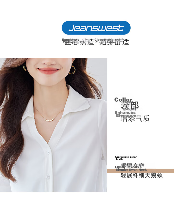 Jeanswest Women's Short Sleeve Shirt Summer Lapel V-Neck Lightweight Loose White L 4