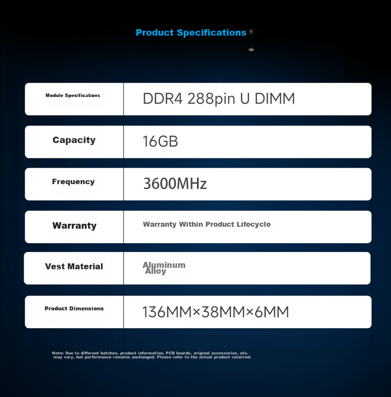 KINGBANK 16GB DDR4 3600 Desktop RAM Intel Exclusive Black Knight 9