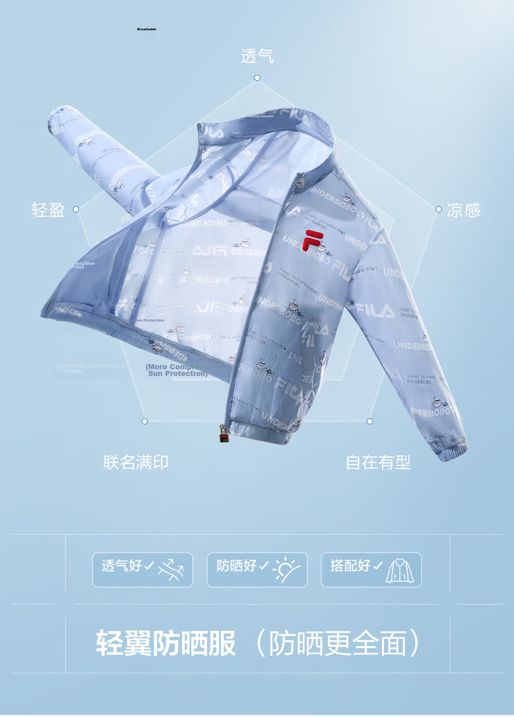 FILA x BOBO Kids All-Over Print Sun Protection Jacket 2026 Summer Boys and Girls Skin Jacket 5
