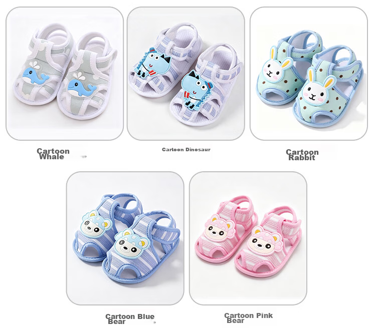 9i9 Baby Toddler Walking Shoes Summer Soft Sole Non-Slip Closed-Toe Sandals 0-1 Year Old Infant Pre-Walking Shoes Indoor Cartoon Bear Blue Size 12 3