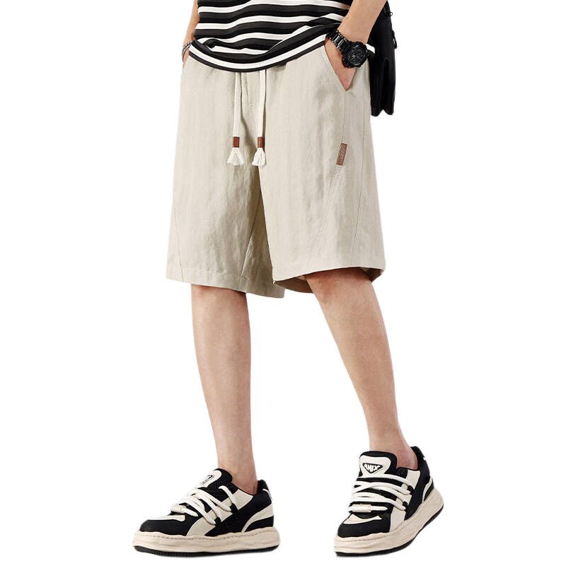 ROMON Tencel Linen Men's Summer Thin Casual Sports Quick-Dry Cooling Shorts Gray 2XL