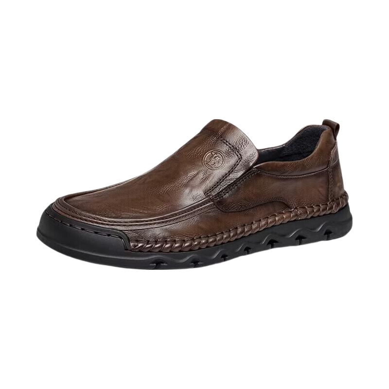 CAMEL Leather Shoes for Men, Casual Business Cowhide Soft-Soled Dad Shoes Slip-On Men's Shoes P15A297013 Light Brown 43