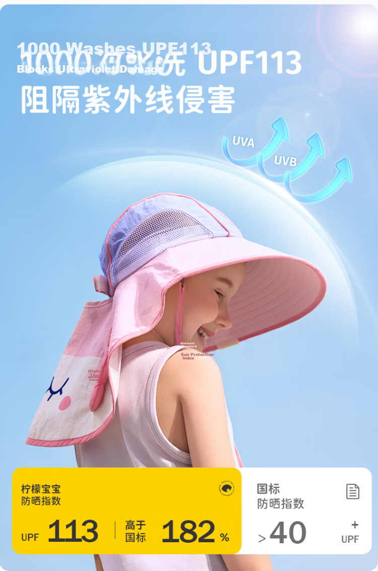 Lemon Baby Kids Sun Hat UV Protection Boys Girls Beach Wide Brim Sunshade Hat 6