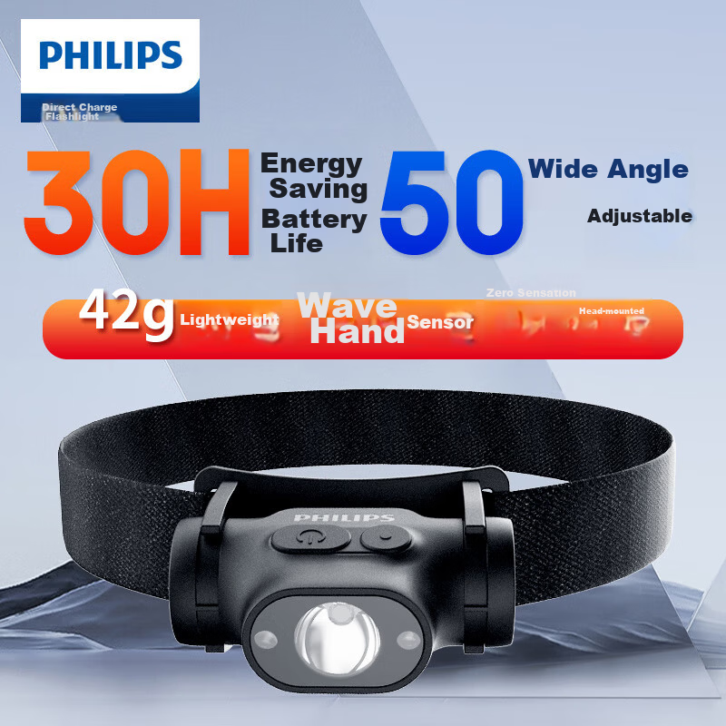 PHILIPS Headlamp High Brightness Flashlight Long Battery Life Fishing Mountaineering Hiking Outdoor Head-Worn Light SFL1851